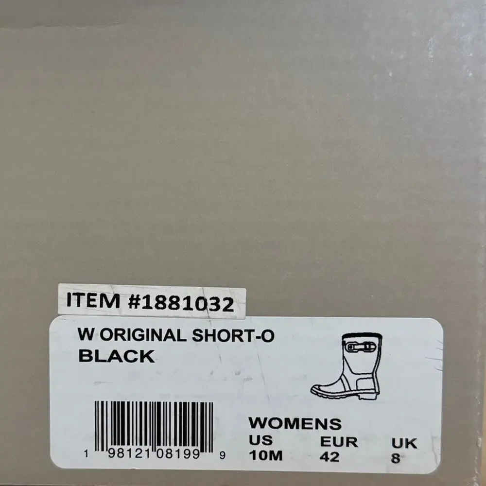 NIB • Hunter Women's Original Short Black Rain Boots Size: 10